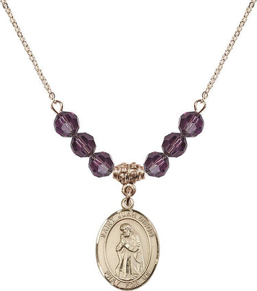 Collar de San Juan Diego con piedra de nacimiento | 1,9 cm | Cuentas de 6 mm