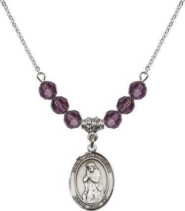Collar de San Juan Diego con piedra de nacimiento | 1,9 cm | Cuentas de 6 mm