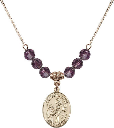Collar con la piedra natal de San Juan de Dios | 1,9 cm | Cuentas de 6 mm