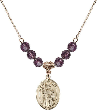 Collar de San Casimiro de Polonia con piedra natal | 1,9 cm | Cuentas de 6 mm