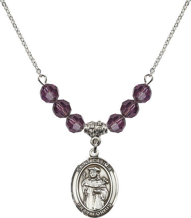 Collar de San Casimiro de Polonia con piedra natal | 1,9 cm | Cuentas de 6 mm