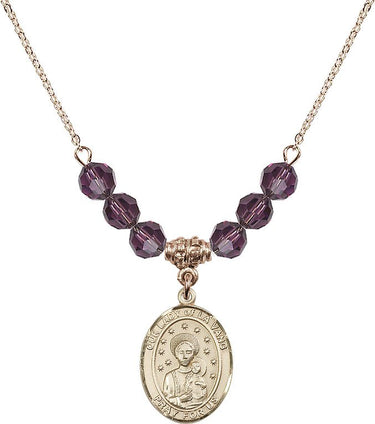 Collar con piedra natal de Nuestra Señora de La Vang | 1,9 cm | Cuentas de 6 mm