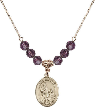 Collar de San Zacarías con piedra natal | 3/4 pulgada | Cuentas de 6 mm