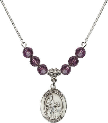 Collar de San Zacarías con piedra natal | 3/4 pulgada | Cuentas de 6 mm
