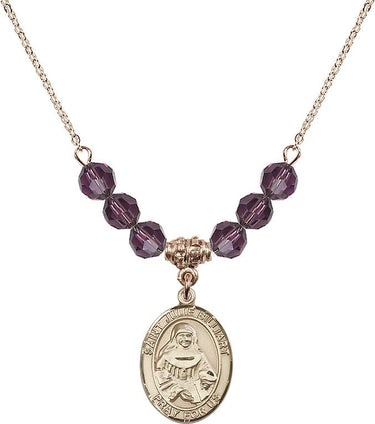 Collar con la piedra natal de Santa Julia Billiart | 1.9 cm | Cuentas de 6 mm