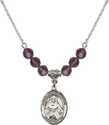 Collar con la piedra natal de Santa Julia Billiart | 1.9 cm | Cuentas de 6 mm