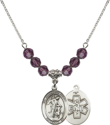 Guardian Angel EMT Birthstone Necklace | 3/4 inch | 6mm Beads