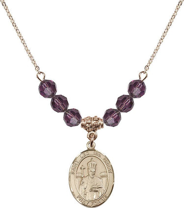 Collar con la piedra natal de San León Magno | 1,9 cm | Cuentas de 6 mm