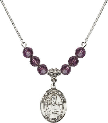 Collar con la piedra natal de San León Magno | 1,9 cm | Cuentas de 6 mm