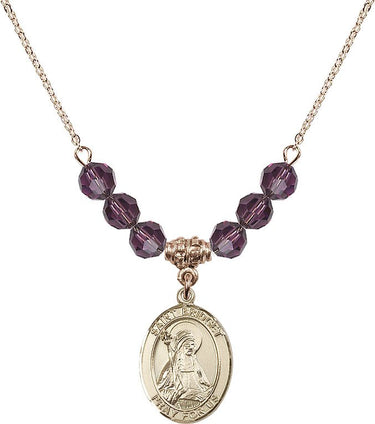 Collar con piedra natal de Santa Brígida de Suecia | 1,9 cm | Cuentas de 6 mm