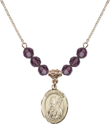 Collar con piedra natal de Santa Brígida de Irlanda | 1,9 cm | Cuentas de 6 mm