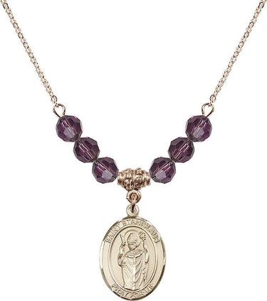 Collar de San Estanislao de Cracovia con piedra natal | 1,9 cm | Cuentas de 6 mm