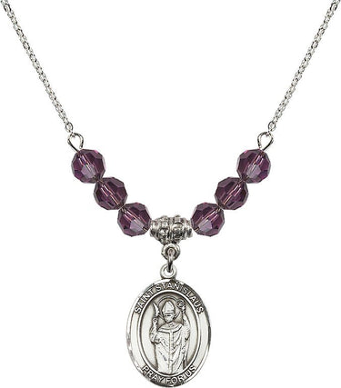 Collar de San Estanislao de Cracovia con piedra natal | 1,9 cm | Cuentas de 6 mm