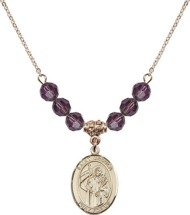 Collar con piedra natal de Santa Úrsula | 1,9 cm | Cuentas de 6 mm