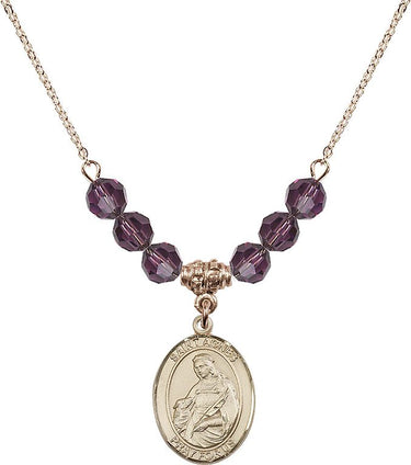 Collar de Santa Inés de Roma con piedra de nacimiento | 1,9 cm | Cuentas de 6 mm
