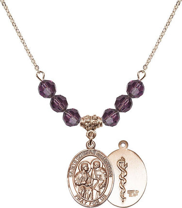 Saints Cosmas & Damian Doctors Birthstone Necklace | 3/4 inch