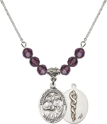 Saints Cosmas & Damian Doctors Birthstone Necklace | 3/4 inch