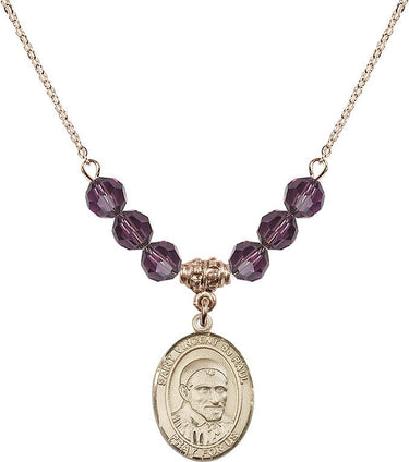 Collar de San Vicente de Paúl con piedra de nacimiento | 1,9 cm | Cuentas de 6 mm