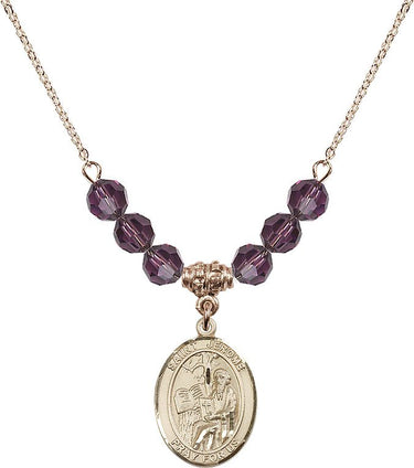 Collar con la piedra de nacimiento de San Jerónimo | 1,9 cm | Cuentas de 6 mm