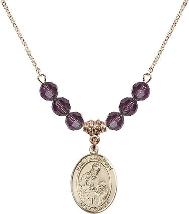 Collar con Piedra de Nacimiento de San Ambrosio | 1,9 cm | Cuentas de 6 mm