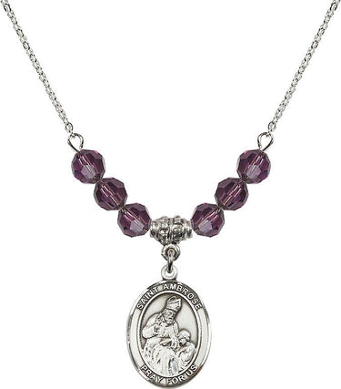 Collar con Piedra de Nacimiento de San Ambrosio | 1,9 cm | Cuentas de 6 mm