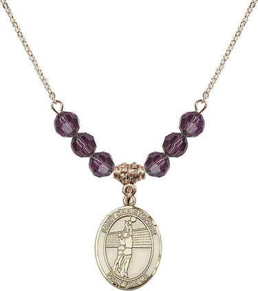 Collar de Voleibol San Cristóbal con Piedra de Nacimiento | 1,9 cm | Cuentas de 6 mm
