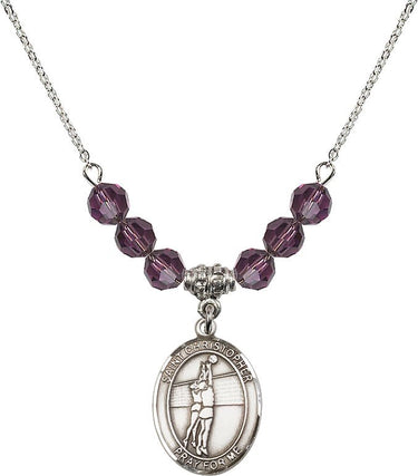 Collar de Voleibol San Cristóbal con Piedra de Nacimiento | 1,9 cm | Cuentas de 6 mm