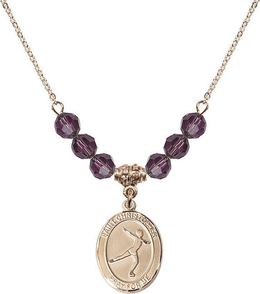 Collar de patinaje artístico con figura de San Cristóbal | 3/4 pulgada | Cuentas de 6 mm