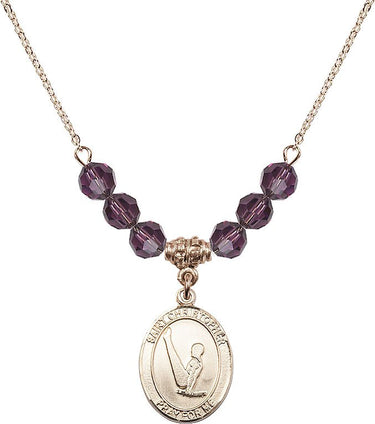 Collar de gimnasia con piedra de nacimiento de San Cristóbal | 1,9 cm | Cuentas de 6 mm