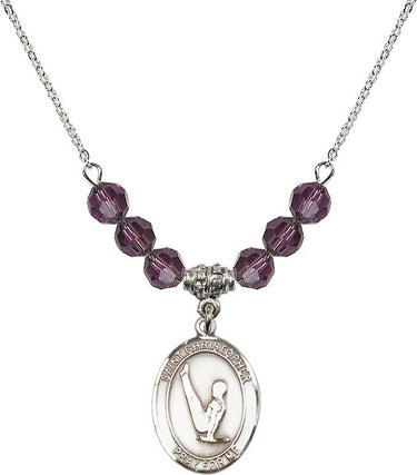 Collar de gimnasia con piedra de nacimiento de San Cristóbal | 1,9 cm | Cuentas de 6 mm