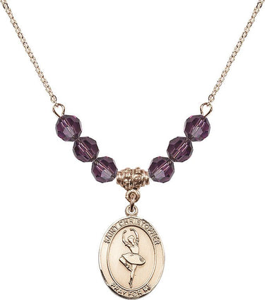 Collar de San Cristóbal de Danza con Piedra de Nacimiento | 1,9 cm | Cuentas de 6 mm