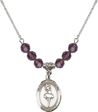 Collar de San Cristóbal de Danza con Piedra de Nacimiento | 1,9 cm | Cuentas de 6 mm