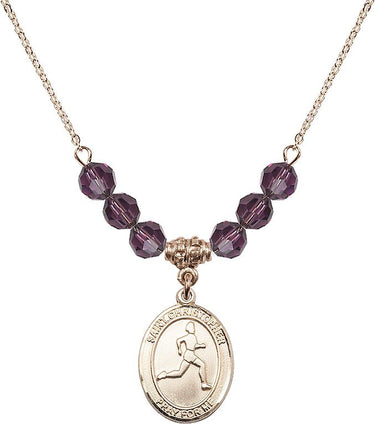 Collar de St. Christopher de Atletismo con Piedra de Nacimiento | 1,9 cm