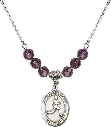 Collar de St. Christopher de Atletismo con Piedra de Nacimiento | 1,9 cm