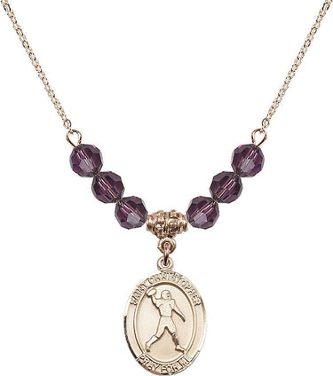 Saint Christopher Christopher/Football Birthstone Necklace | 3/4 inch