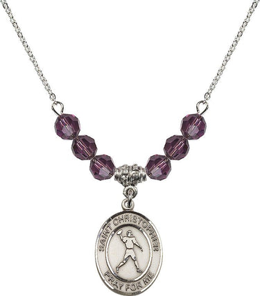 Saint Christopher Christopher/Football Birthstone Necklace | 3/4 inch