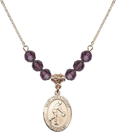 Collar Baloncesto San Cristóbal con Piedra de Nacimiento | 1,9 cm | Cuentas de 6 mm | N30-8153