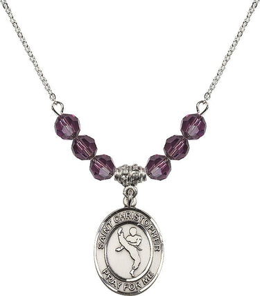 Collar de San Cristóbal de artes marciales con piedra de nacimiento | 1,9 cm | Cuentas de 6 mm