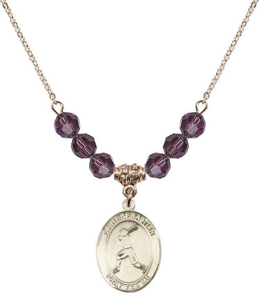 Collar de Béisbol San Sebastián con Piedra de Nacimiento | 1,9 cm | Cuentas de 6 mm