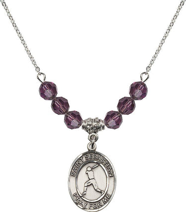 Collar de Béisbol San Sebastián con Piedra de Nacimiento | 1,9 cm | Cuentas de 6 mm