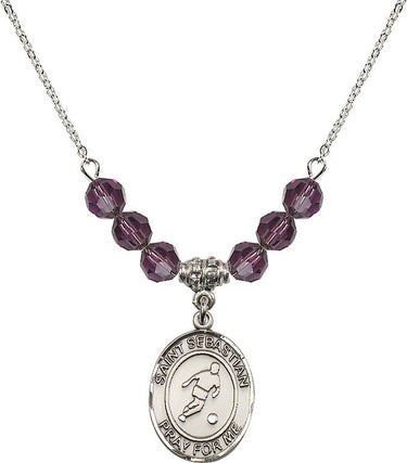 Collar con piedra de nacimiento de San Sebastián | 1,9 cm | Cuentas de 6 mm