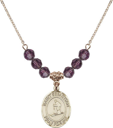 Collar de Esquí de San Sebastián con Piedra de Nacimiento | 3/4 pulgadas | Cuentas de 6 mm