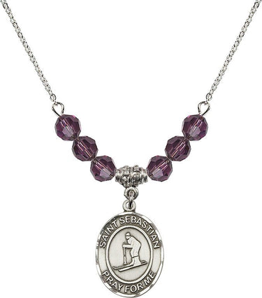 Collar de Esquí de San Sebastián con Piedra de Nacimiento | 3/4 pulgadas | Cuentas de 6 mm