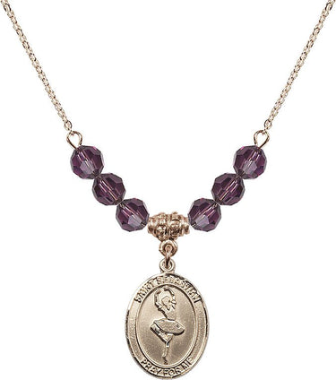 Collar de San Sebastián de Baile con Piedra de Nacimiento | 3/4 pulgada | Cuentas de 6 mm