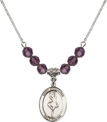 Collar de San Sebastián de Baile con Piedra de Nacimiento | 3/4 pulgada | Cuentas de 6 mm