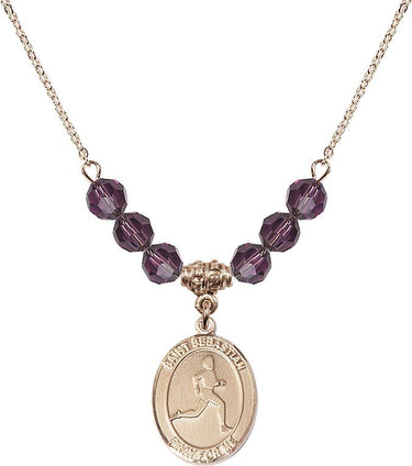 Collar de atletismo de San Sebastián con piedra natal | 3/4 pulgada | Cuentas de 6 mm