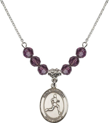 Collar de atletismo de San Sebastián con piedra natal | 3/4 pulgada | Cuentas de 6 mm
