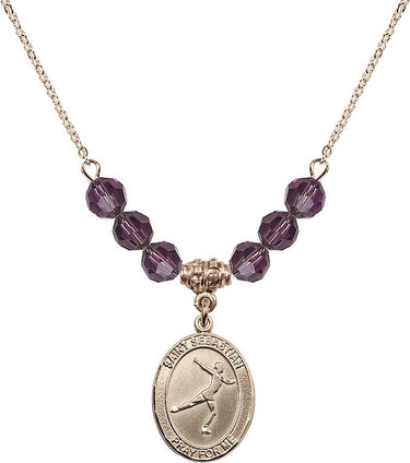 Collar de patinaje artístico con la piedra de nacimiento de San Sebastián | 1,9 cm | Cuentas de 6 mm