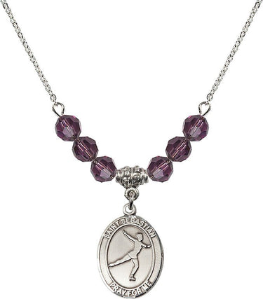 Collar de patinaje artístico con la piedra de nacimiento de San Sebastián | 1,9 cm | Cuentas de 6 mm