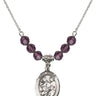 Saint Cecilia Birthstone Necklace | 3/4 inch | 6mm Beads  Amethyst Sterling Silver